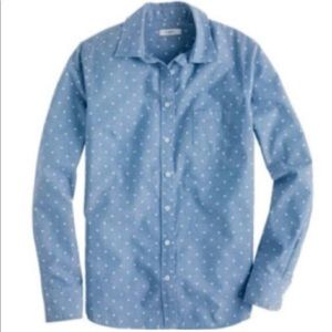 J.Crew dotted chambray boyfriend buttondown shirt